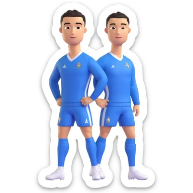 Cristiano Ronaldo looking calm and relaxed, wearing sportswear, neutral background, no text sticker