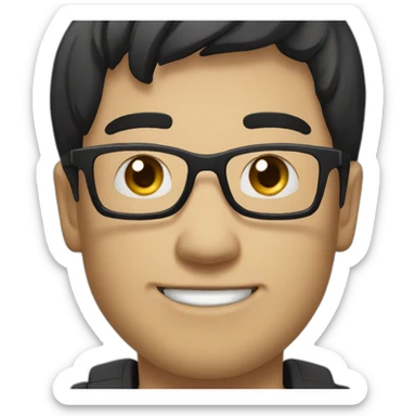 man-glasses-shortblackhair-kind-Chinese-smalleyes-smile sticker