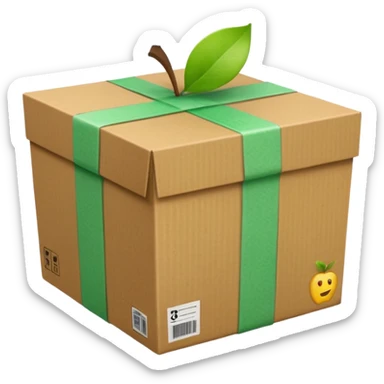 light green shipping box wrapped in tape, side view, apple style emoji sticker
