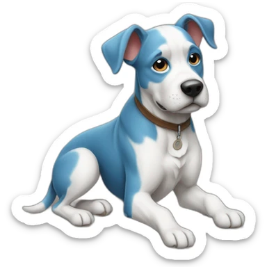 chien à 3 pattes bleu sticker