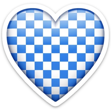 A blue and white checkered heart sticker