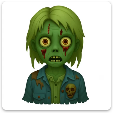 zombie girl emoji in green sticker