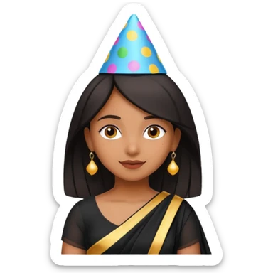 Brown girl in party wear black saree  sticker