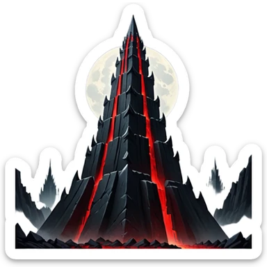 Barad Dúr from Lord of the Rings, Dark, giant Tower, with red beams shooting from the top into the sky sticker