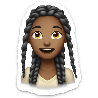 attractive black woman with long braids singing with closed eyes sticker