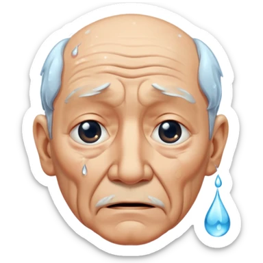 old man crying with water droplet  sticker