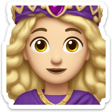 Caucasian long  brunette woman wearing formal royal purple robes and a crown who is pouring her heart out to the man she adores  sticker