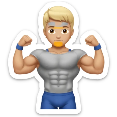 blonde boy body builder sticker