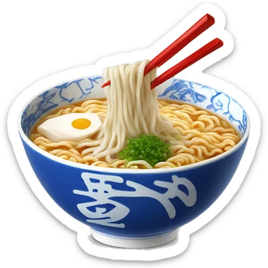 Ramen in blue-white japanese style bowl sticker