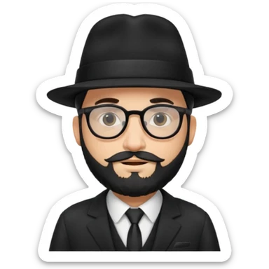 rabbi with a black hat, glasses, and blackish beard on airplane  sticker