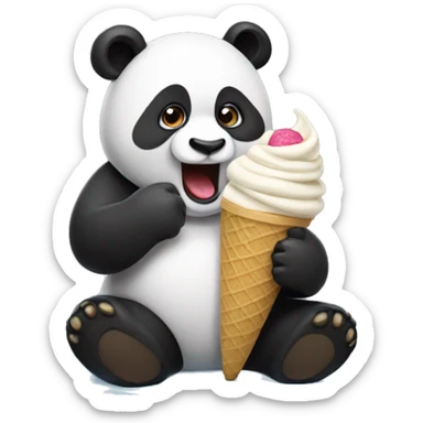 Panda eating ice cream sticker