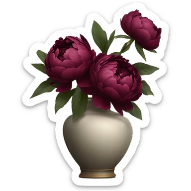 burgundy peonies in a aesthetic vase sticker