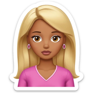 Sad brown skin blonde barbie  sticker
