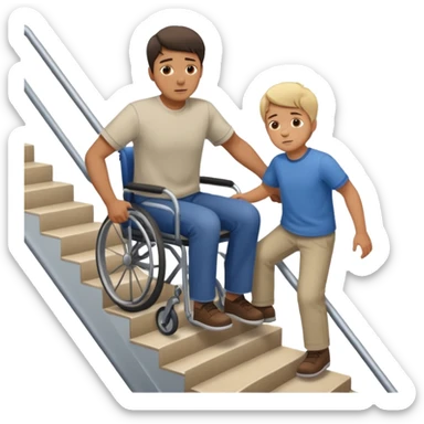 A man pushing a disabled kid down the stairs sticker