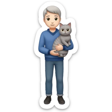 man houd kat vast en staat op dak met cadau`s sticker