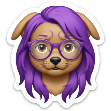 tattooed dog with heavy face tattooes and glassess, purple haired sticker