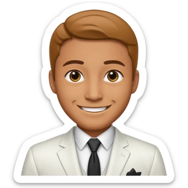 businessman, tan skin, black eyes, white suit sticker