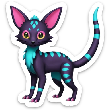 Neon pastel Salandit-Umbreon-Genet-Noivern-Noibat-Serval-Hybrid (Full body) sticker