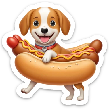 Dog riding a hotdog sticker