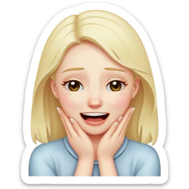 Girl with her hands around her neck crying laughing sticker