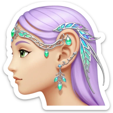 Elvish fae shiny sparkly iridescent translucent diaphanous ear climber ear cuff sticker