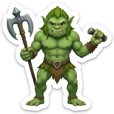 Isometric view full body troll with club  sticker