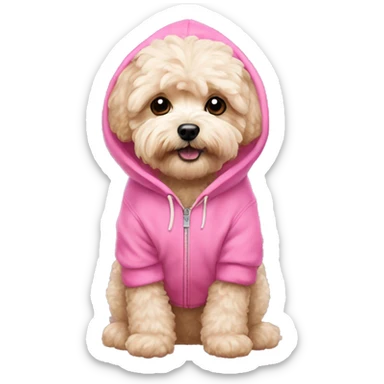 Maltipoo in a pink hoodie sticker
