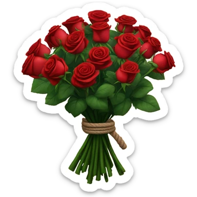 Bouquet red roses with rope sticker