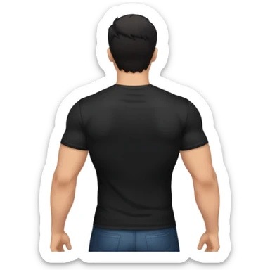slightly muscular man in black shirt being taken from behind sticker