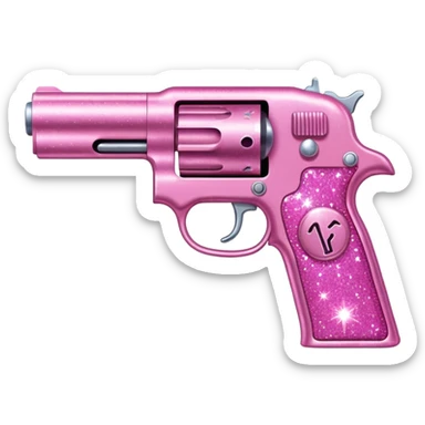 Pink glitter pistol sticker