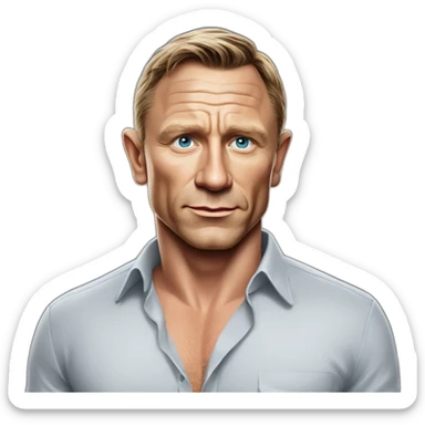 actor daniel craig cartoon wearing shirt sticker