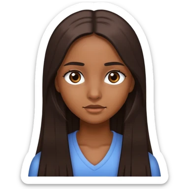 A girl with long straight hair and brown skin  sticker