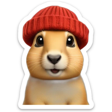 red with beanie hat prairie dog sticker
