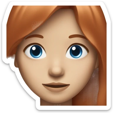 Straight red hair girl with bangs  blue eyes smiling sticker