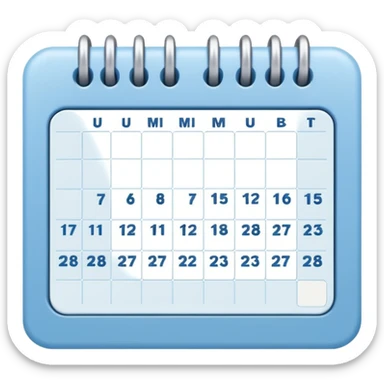 soft blue cozy calendar box with subtle shadow for bullet journal sticker