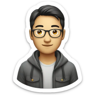 Apple style Asian developer with glasses sticker