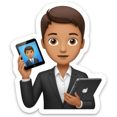 marketing agent with tablet, ideas, social media

 sticker