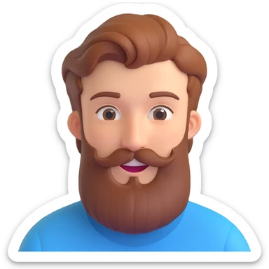 19-year-old man with early stage beard and mustache, happy expression sticker