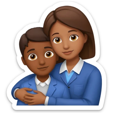 Bir öğrenci ve öğretmen sarılıyorlar sticker