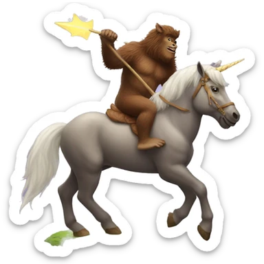 bigfoot riding a unicorn sticker