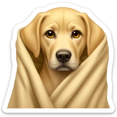 A lab yellow rapped up in a tan blanket  sticker