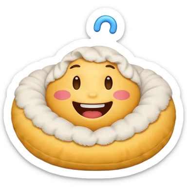 an emoji eating a pillow sticker