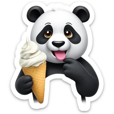 Panda eating ice cream sticker
