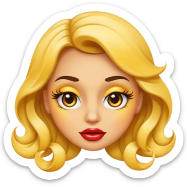 sassy yellow emoji face with long curled eyelashes, thick glossy lips, smirking expression, dramatic eyeshadow, side-eye look, bratty attitude, classic apple emoji style sticker