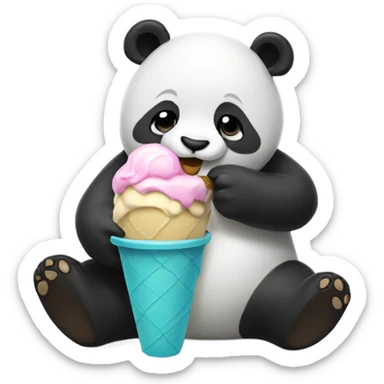 Panda eating ice cream sticker