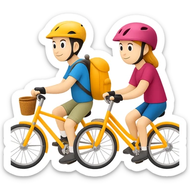 Add another biker next to the tourist in the style of emoji (apple style emojis). Keep the emoji style and no background. sticker