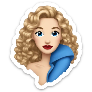 Carrie Bradshaw con ojos azules pelo largo, labios rojos sticker