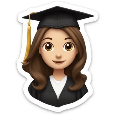 Brown haired white girl in graduation cap holding black long haired dachshund  sticker