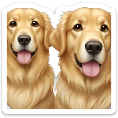 two golden retrievers one of which is not golden but white sticker