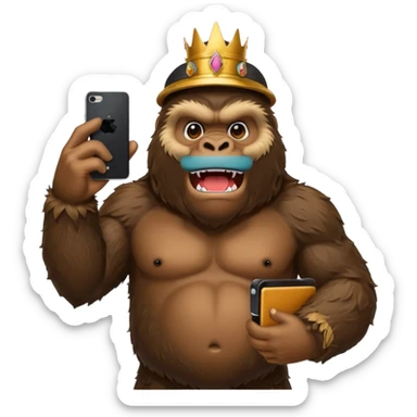 King Kong with a cell phone emojie sticker